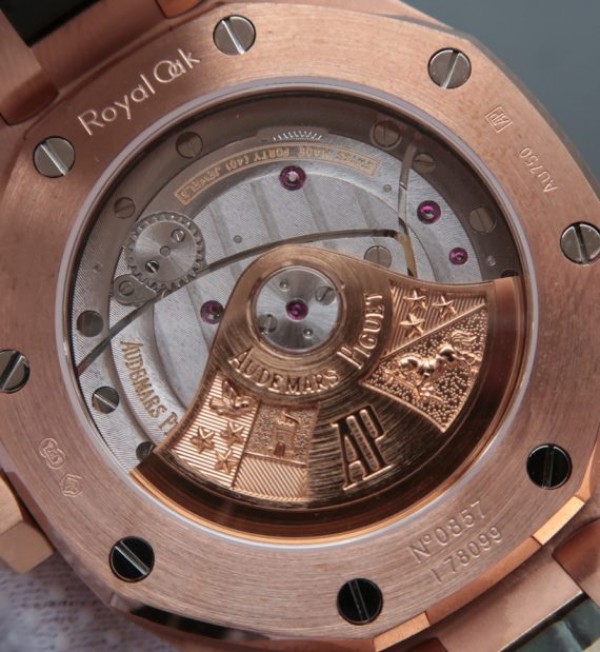 Replica Audemars Piguet JF Royal Oak 37mm 15452 RG Full Paved Diamonds Leather Strap A3120