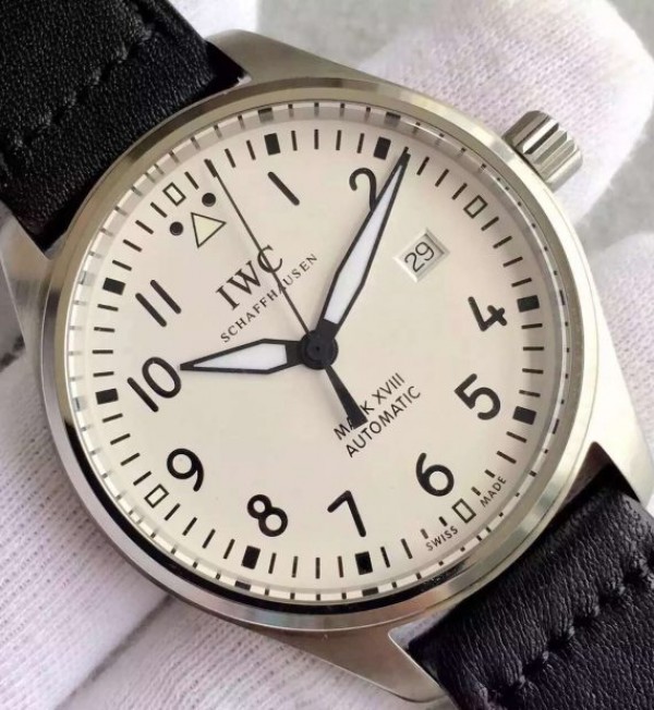 Replica IWC MKF Mark XVIII IW327002 White Dial Leather Strap A2892