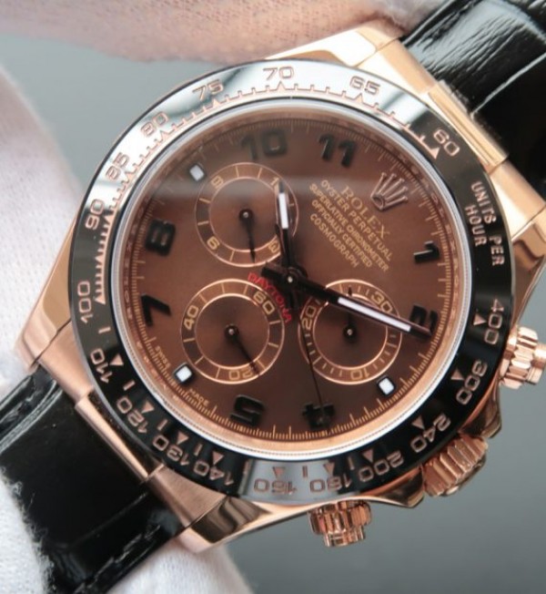 Replica Rolex Daytona 116515 Noob Chocolate Dial Black Leather Strap A7750