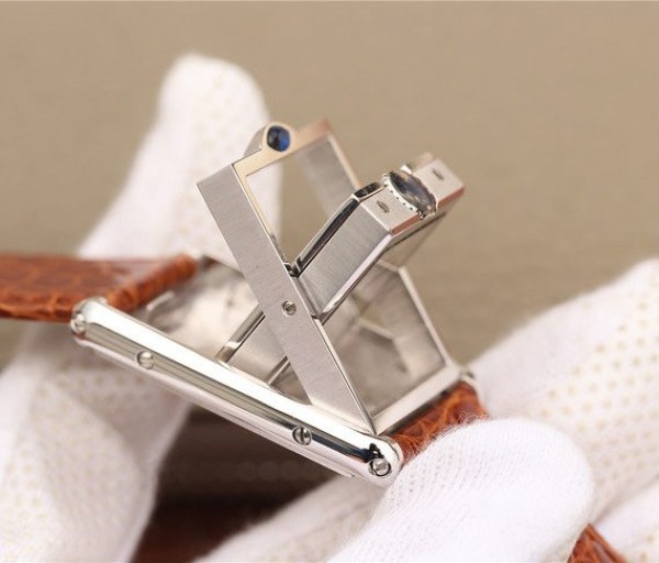 Replica Cartier Tank Reversible White Dial Leather Strap