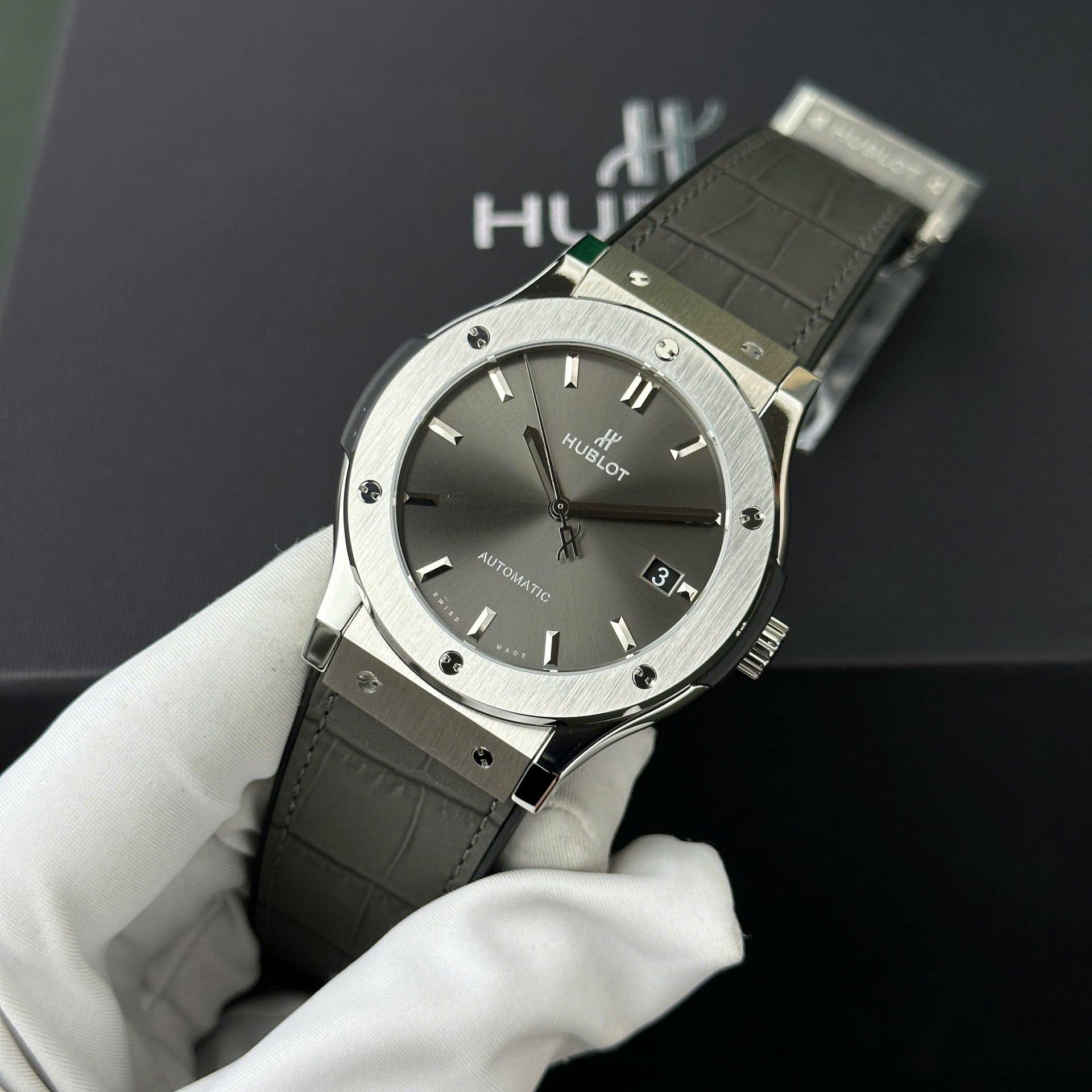 Hublot Classic Fusion Titanium Replica Watch Best Quality Gray Dial WWF Factory 45mm