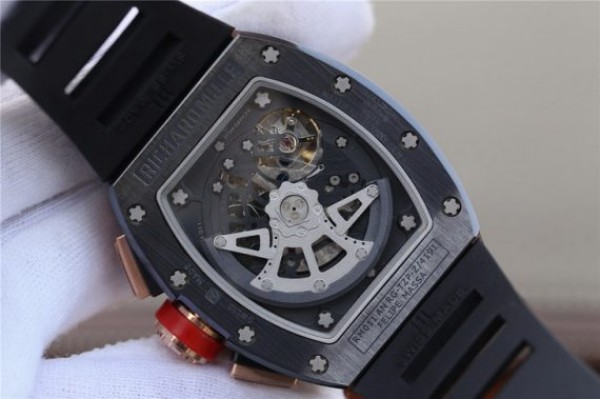 Replica Richard Mille RM011 Black Ceramic RG Chrono Skeleton Dial Black Rubber Strap A7750