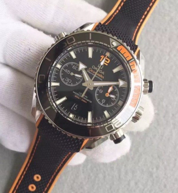 Replica Omega Planet Ocean Master Chronometer Chrono Black Dial Black Nylon Strap A9900