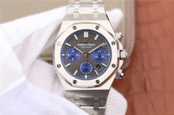 Replica Audemars Piguet Royal Oak Chronograph SS JHF Gray/Blue Dial SS Bracelet A7750