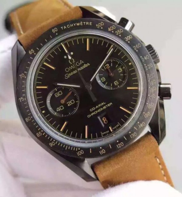 Replica Omega Speedmaster Moonwatch PVD Chrono Vintage Black Asso/Rubber Strap A9300