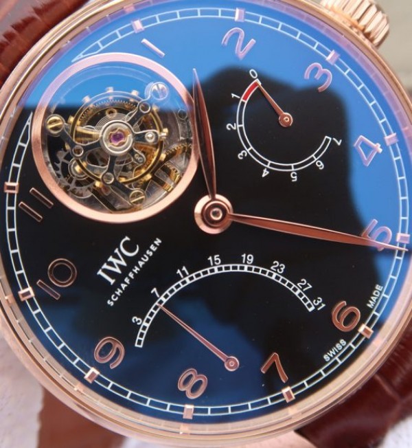 Replica IWC AZ Portuguese Tourbillon IW5046 RG Black Dial
