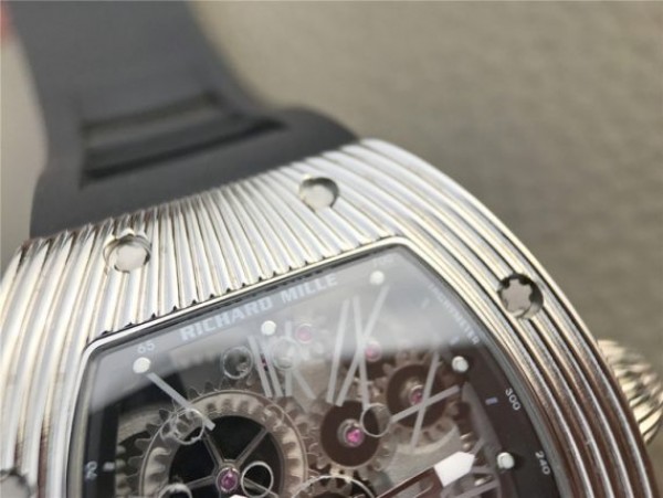 Replica Richard Mille RM018 Hommage a Boucheron SS Black Skeleton Dial Black Rubber Strap 6T51