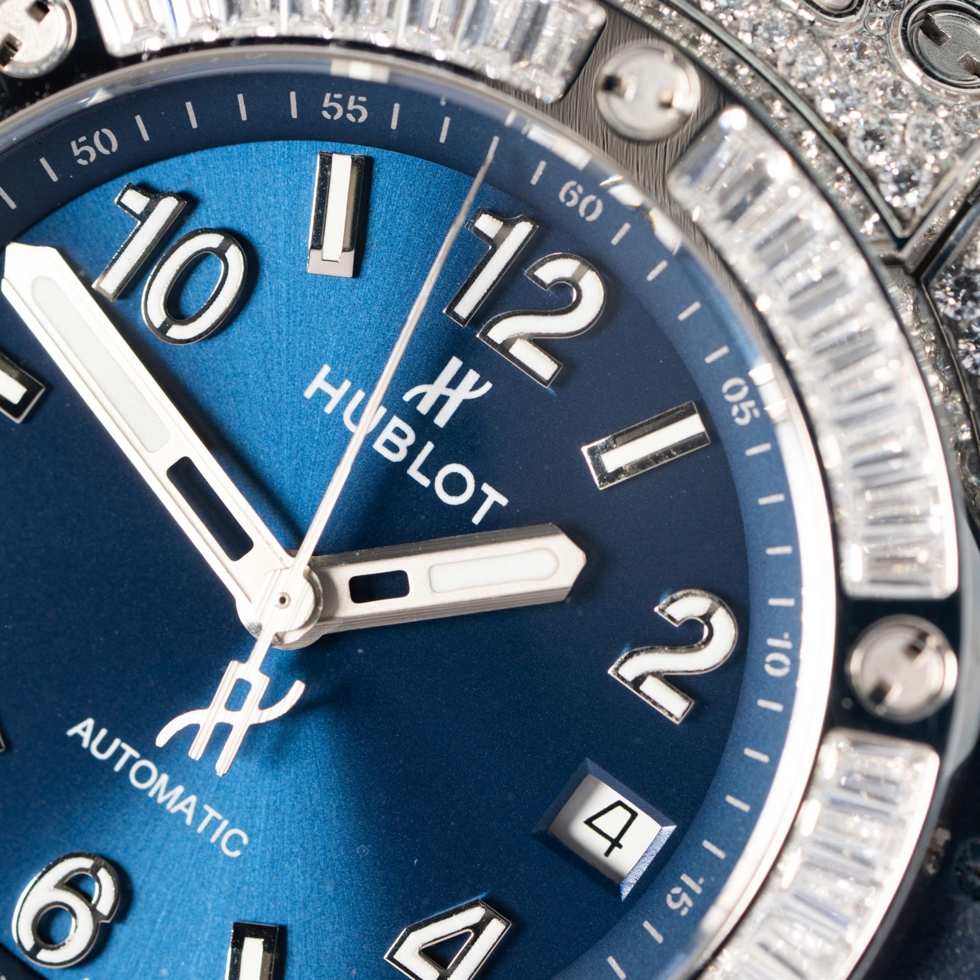 Hublot Replica 11 Watch Big Bang One Click Blue With Full Diamond 39mm
