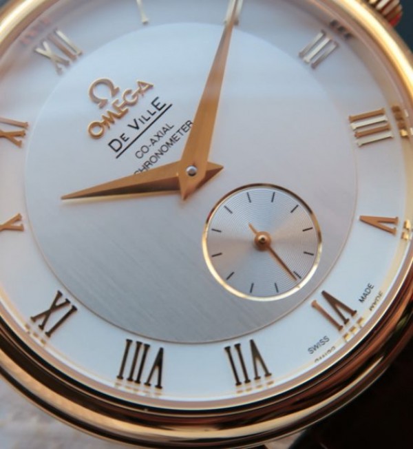 Replica Omega MKF De Ville 39mm RG Co-Axial White Dial Brown Leather A2202