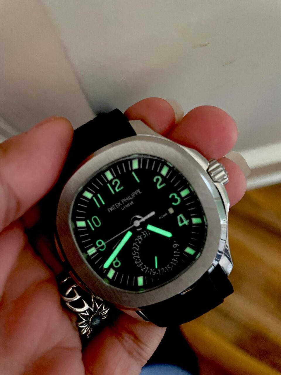 Replica PATEK PHILIPPE Aquanaut 5164A SS GRF BEST EDITION BLACK DIAL ON BLACK RUBBER STRAP A324 V2