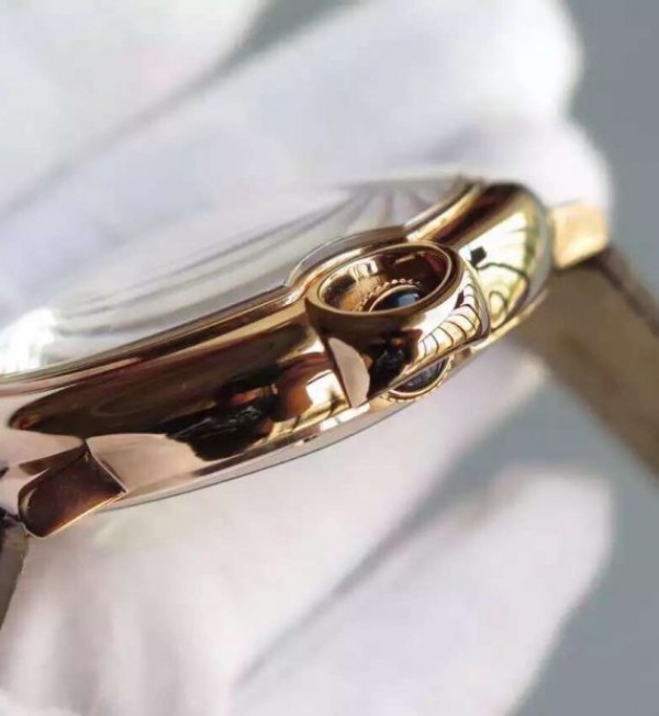 Replica Cartier Ballon Bleu Tourbillon YG Brown Leather Strap