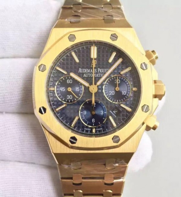 Replica Audemars Piguet Royal Oak Chronograph 26320 YG Blue Dial YG Bracelet A7750
