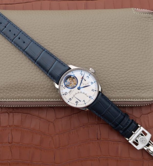Replica IWC AZ Portuguese Tourbillon IW5046 White Dial Blue Markers