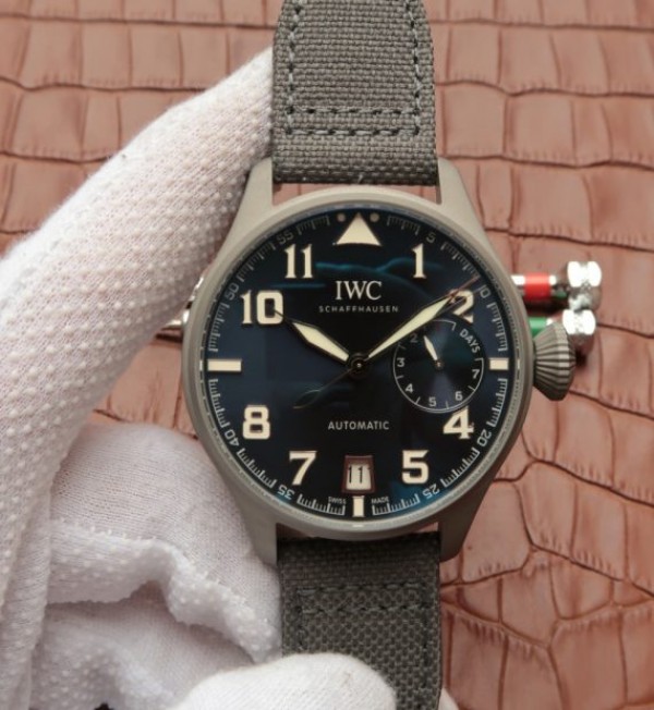 Replica IWC Big Pilot Custom Made Sandblasted SS Case Blue Dial