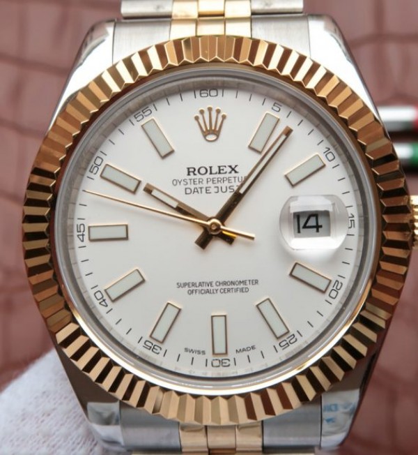 Replica Rolex DateJust 41mm 126333 Noob YG Wrapped White Dial SS/YG Jubilee Bracelet A2836