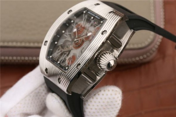 Replica Richard Mille RM018 Hommage a Boucheron SS Brown Skeleton Dial Black Rubber Strap 6T51