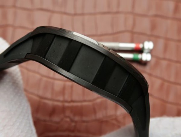 Replica Richard Mille RM055 Black Ceramic RG Inner Bezel Skeleton Dial Black Rubber Strap MIYOTA8215