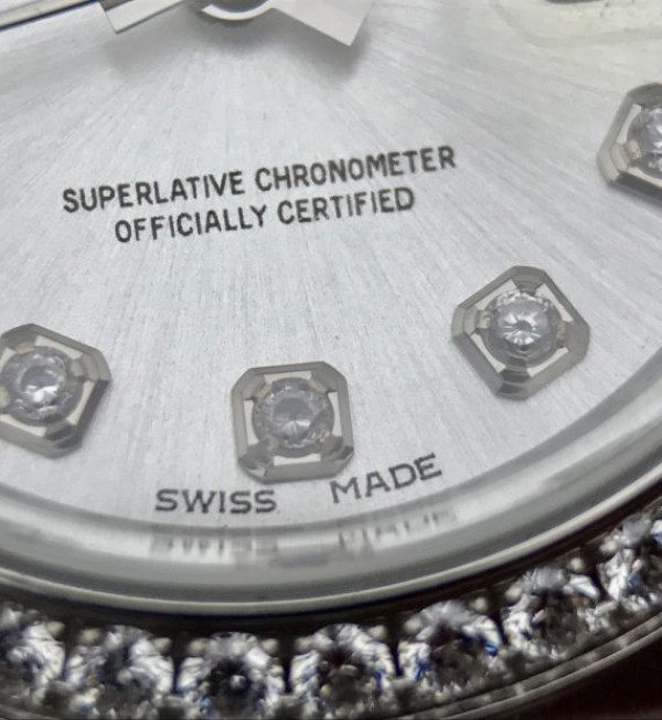 Replica Rolex DateJust 28mm Diamonds Bezel White Dial Diamonds Markers SS Bracelet A2236