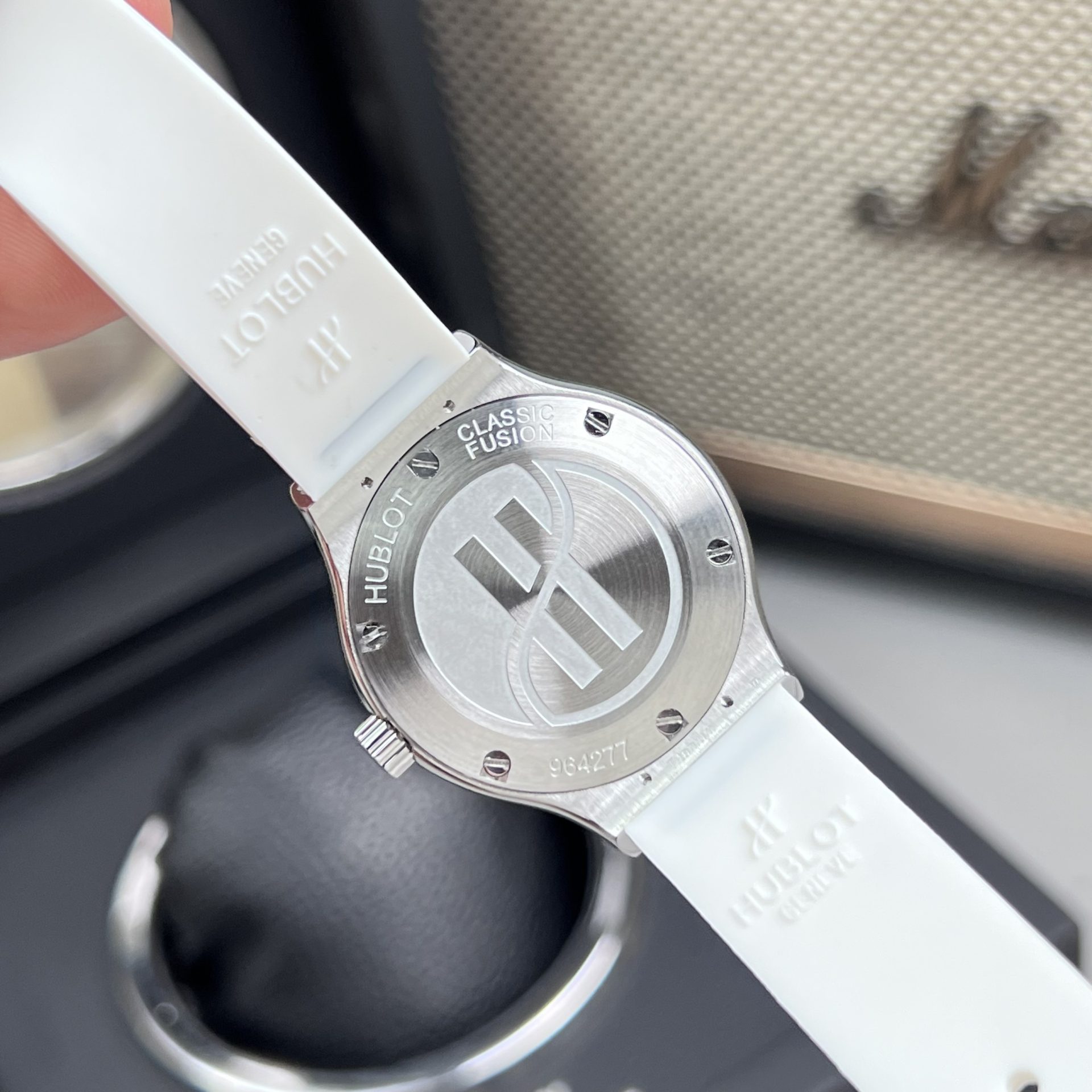 Hublot Replica Watch Classic Fusion White Dial Custom Moissanite Diamonds 33mm