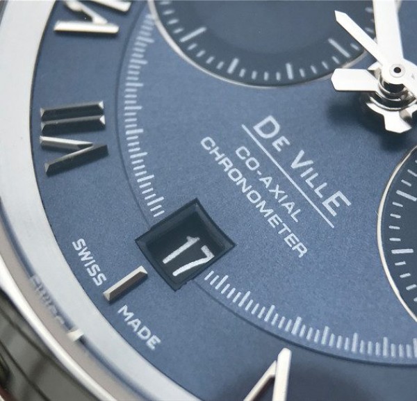 Replica Omega OMF De Ville Chronograph 42mm Blue Dial SS Bracelet A9300