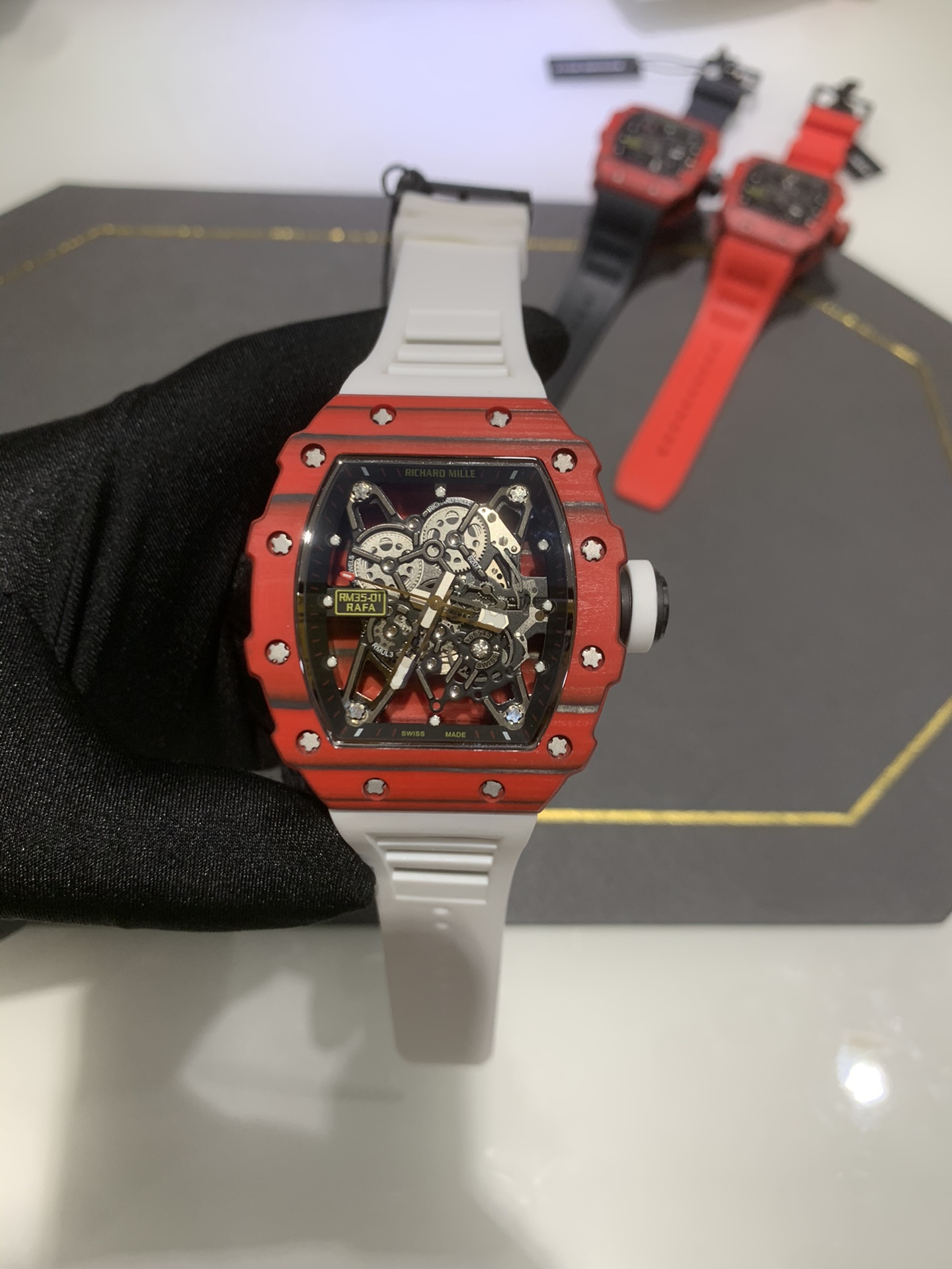 Swiss Richard Mille RM 35-01 Replica Rafael Nadal Red Case Watch – Carbon Fiber Case, Luxury Sport Design