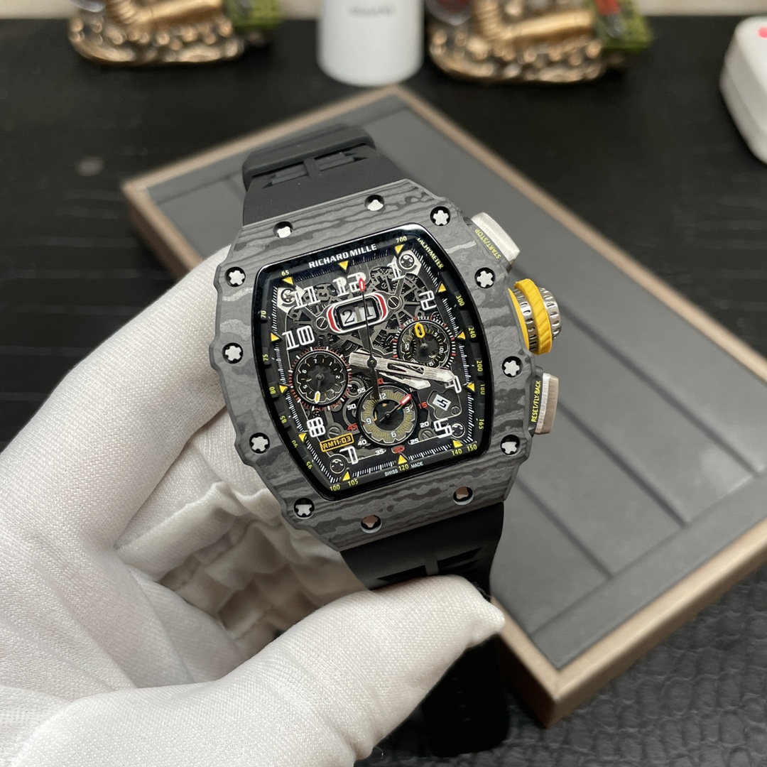Best Richard Mille RM 11-03 Replica Watch For Men – Swiss Movement, Skeleton Dial, Carbon Fiber Case