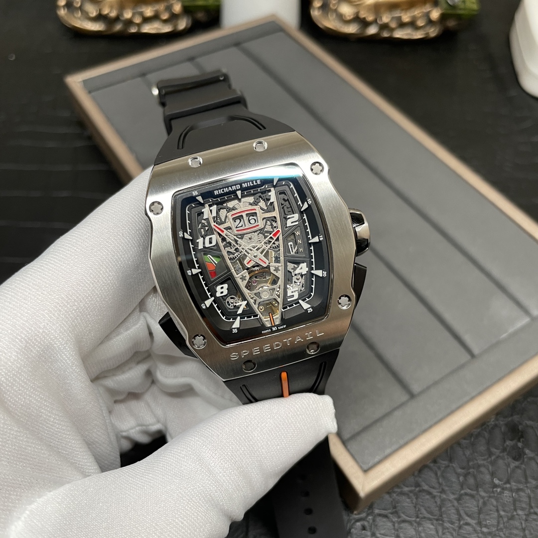 Luxury Best Richard Mille RM 40-01 Replica McLaren Speedtail – Water-Drop Case, Black Rubber Strap, Swiss Movement