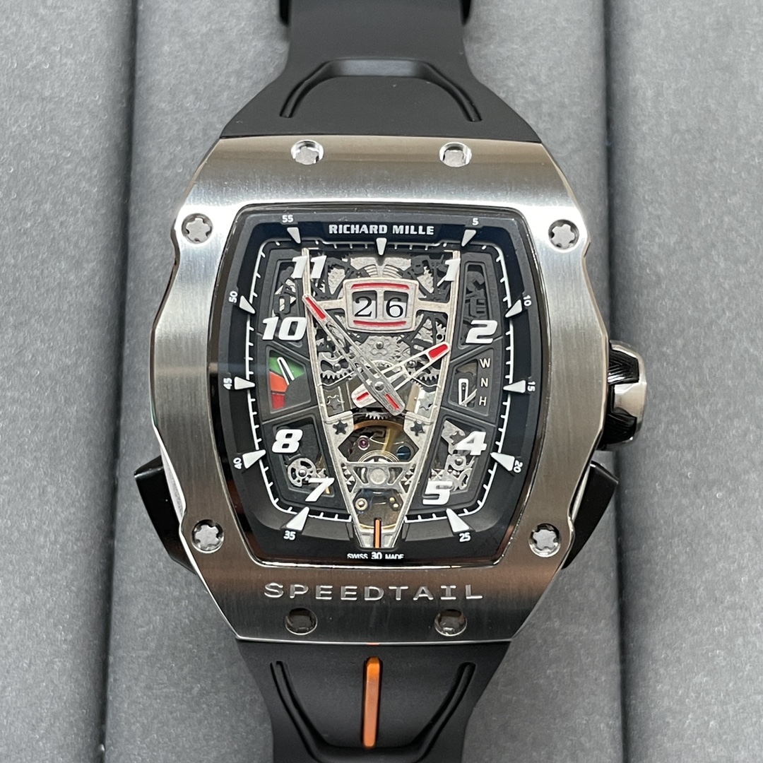 Luxury Best Richard Mille RM 40-01 Replica McLaren Speedtail – Water-Drop Case, Black Rubber Strap, Swiss Movement