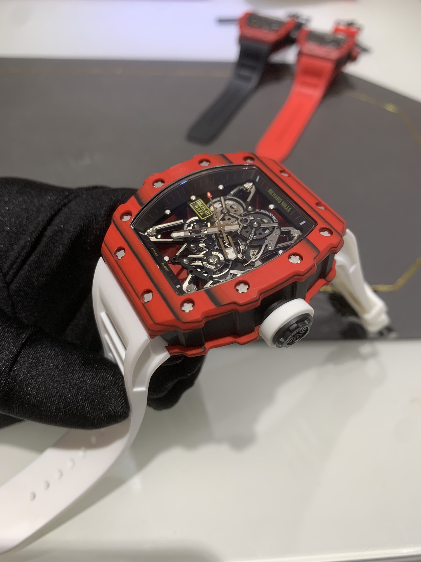 Swiss Richard Mille RM 35-01 Replica Rafael Nadal Red Case Watch – Carbon Fiber Case, Luxury Sport Design