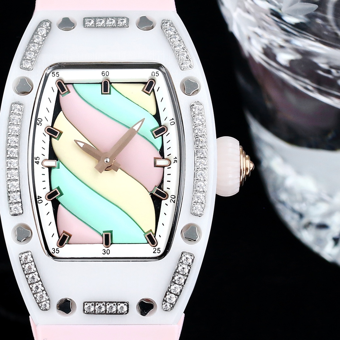 Swiss Replica Richard Mille RM 07-01 Bonbon Collection Pink Marshmallow – Diamond Ceramic Case, Ladies Luxury Watch