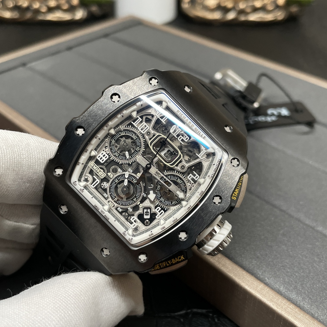 Richard Mille RM 11-03 Replica Black Ceramic Case with Black Rubber Strap | Skeleton Dial Watch For Men