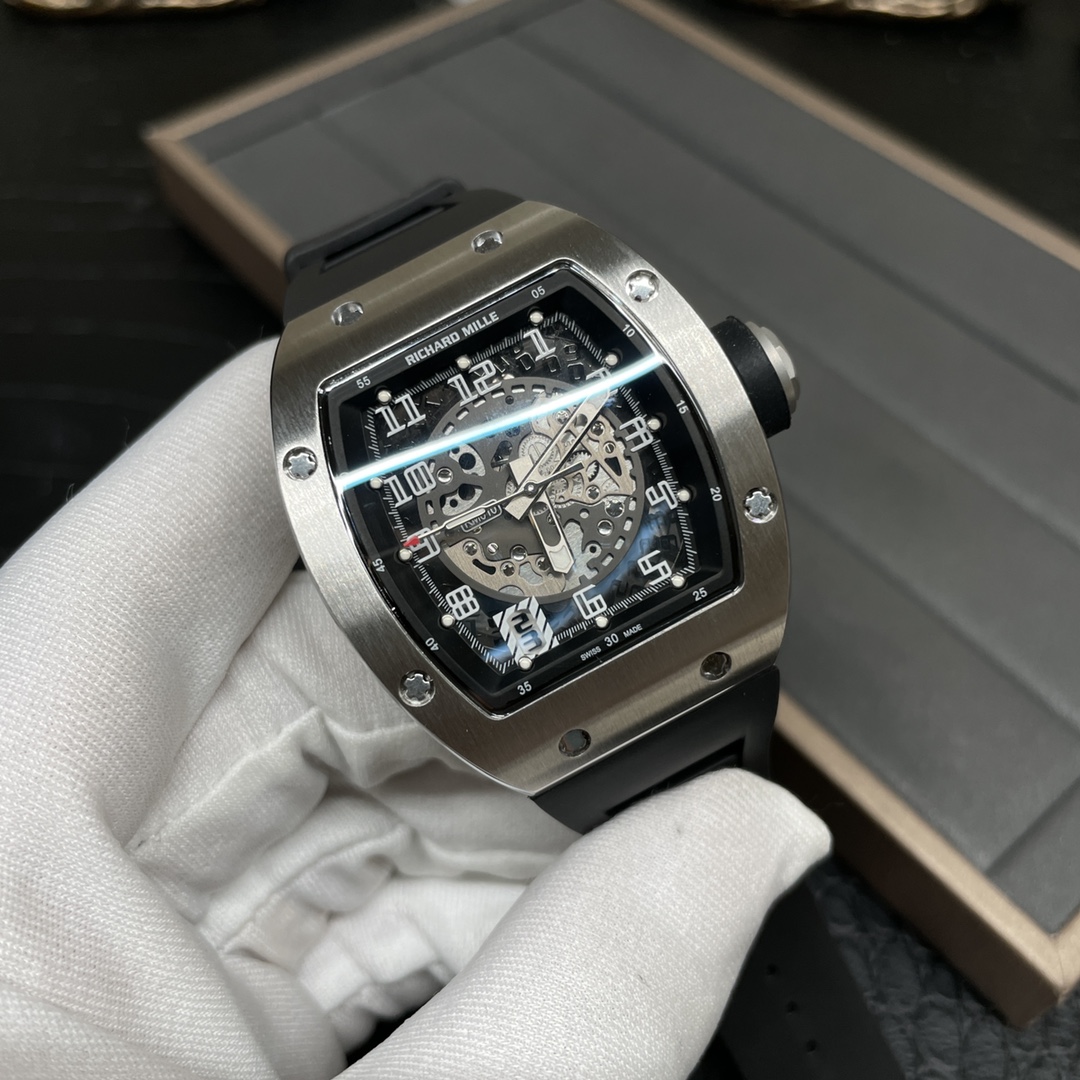 Swiss Richard Mille RM 010 Replica – Skeleton Dial Men’s Watch With Black Rubber Strap And Sapphire Crystal