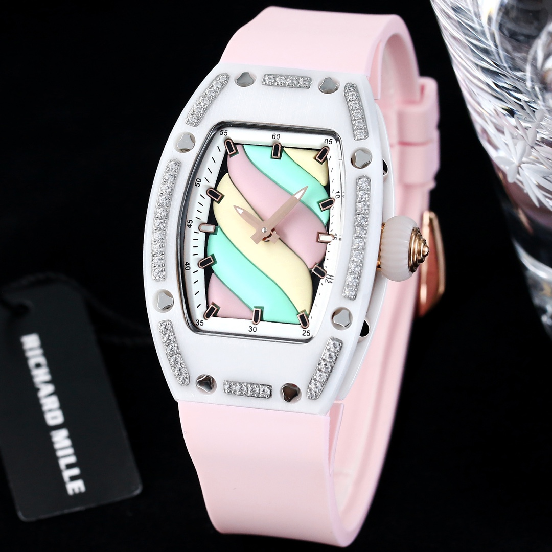 Swiss Replica Richard Mille RM 07-01 Bonbon Collection Pink Marshmallow – Diamond Ceramic Case, Ladies Luxury Watch