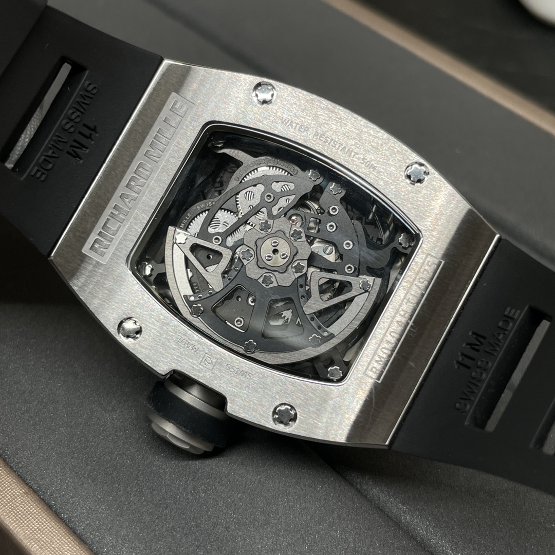 Swiss Richard Mille RM 010 Replica – Skeleton Dial Men’s Watch With Black Rubber Strap And Sapphire Crystal