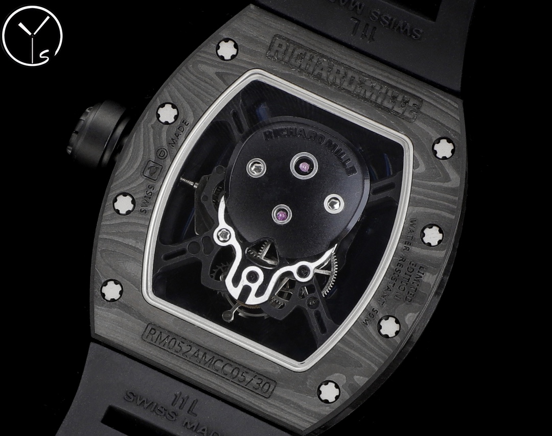 Best Richard Mille RM 052 Replica Black Carbon Fiber Case Watch – Men’s Luxury Watch With Skeleton Skull Dial
