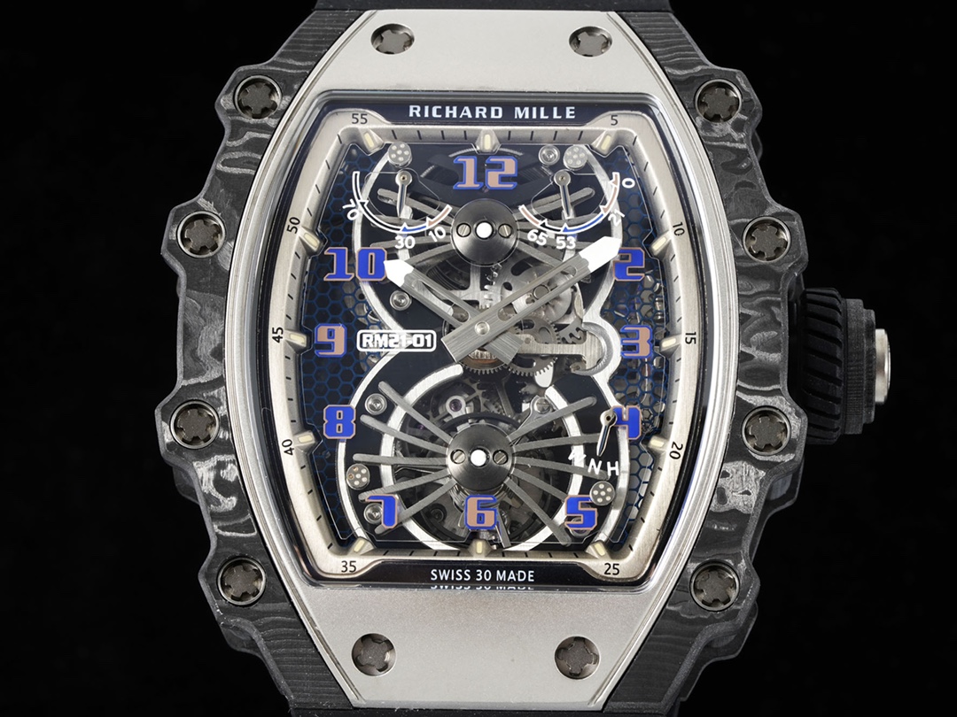 Swiss Richard Mille RM 21-01 Replica Tourbillon Aerodyne Carbon Tpt Watch For Men – High-End Skeleton Dial