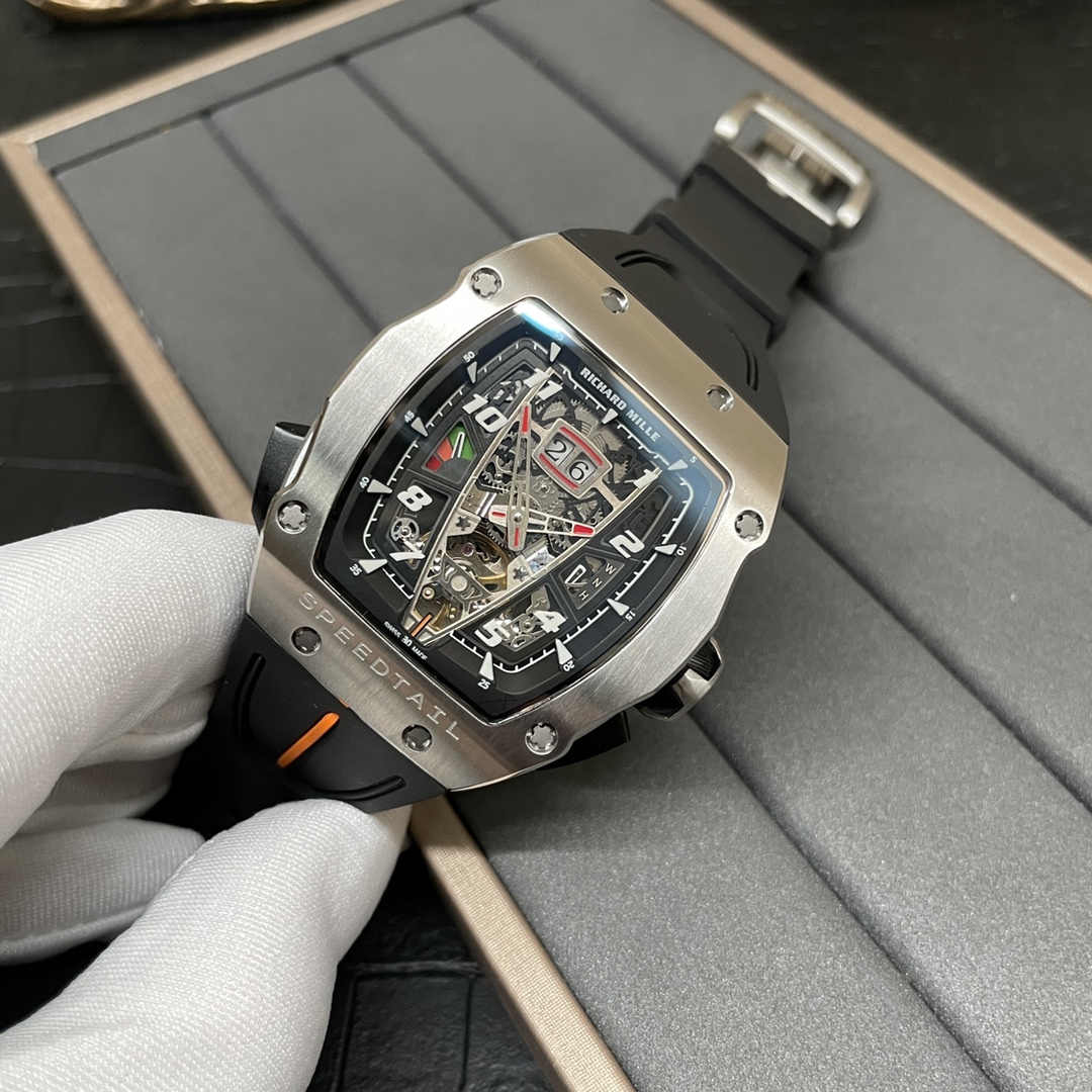 Luxury Best Richard Mille RM 40-01 Replica McLaren Speedtail – Water-Drop Case, Black Rubber Strap, Swiss Movement