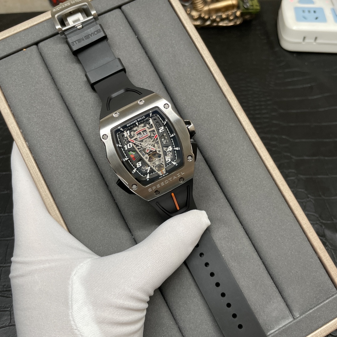Luxury Best Richard Mille RM 40-01 Replica McLaren Speedtail – Water-Drop Case, Black Rubber Strap, Swiss Movement