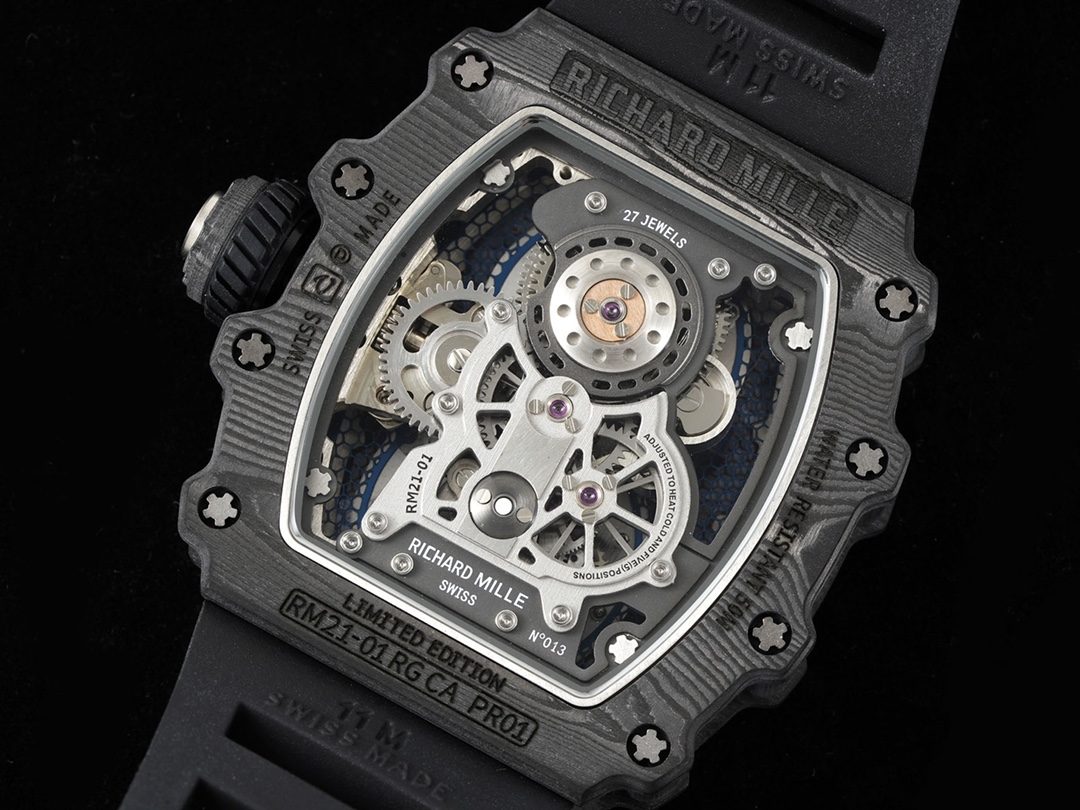Swiss Richard Mille RM 21-01 Replica Tourbillon Aerodyne Carbon Tpt Watch For Men – High-End Skeleton Dial