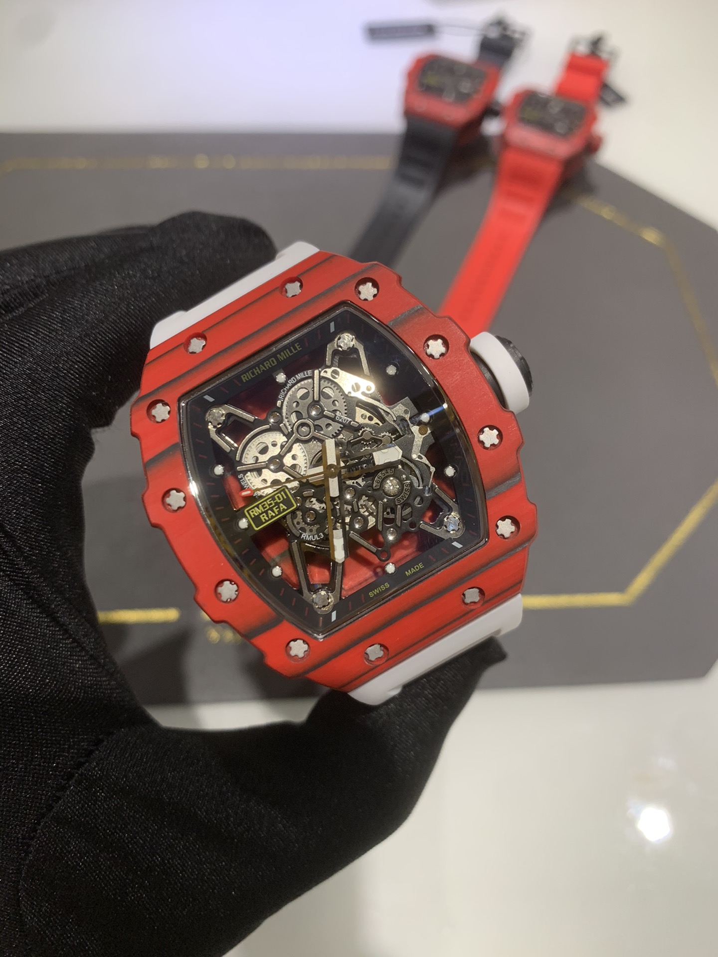 Swiss Richard Mille RM 35-01 Replica Rafael Nadal Red Case Watch – Carbon Fiber Case, Luxury Sport Design