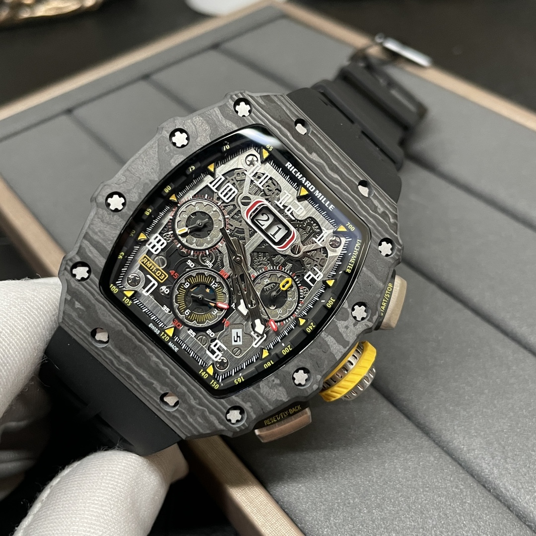 Best Richard Mille RM 11-03 Replica Watch For Men – Swiss Movement, Skeleton Dial, Carbon Fiber Case