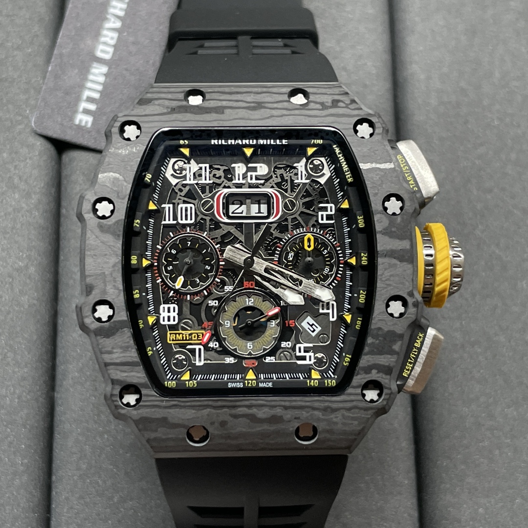 Best Richard Mille RM 11-03 Replica Watch For Men – Swiss Movement, Skeleton Dial, Carbon Fiber Case