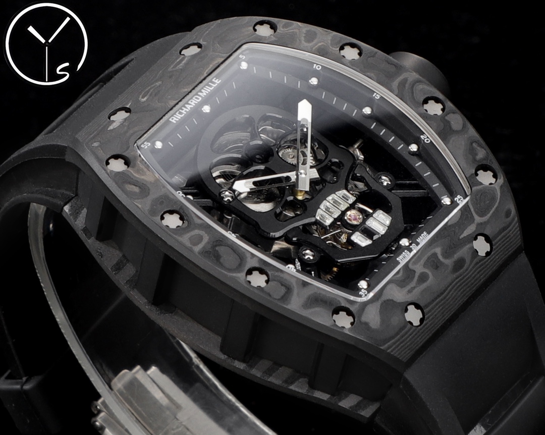 Best Richard Mille RM 052 Replica Black Carbon Fiber Case Watch – Men’s Luxury Watch With Skeleton Skull Dial