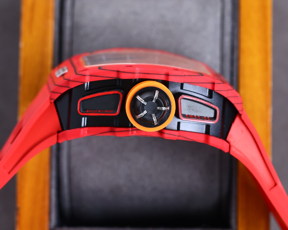 Best Richard Mille RM 50-03 Mclaren Replica Red Strap Watch For Men – Red Carbon Skeleton Dial with Swiss Movement