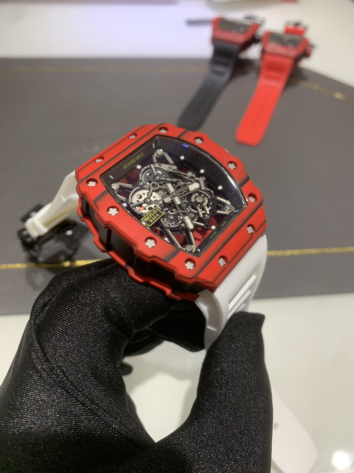 Swiss Richard Mille RM 35-01 Replica Rafael Nadal Red Case Watch – Carbon Fiber Case, Luxury Sport Design