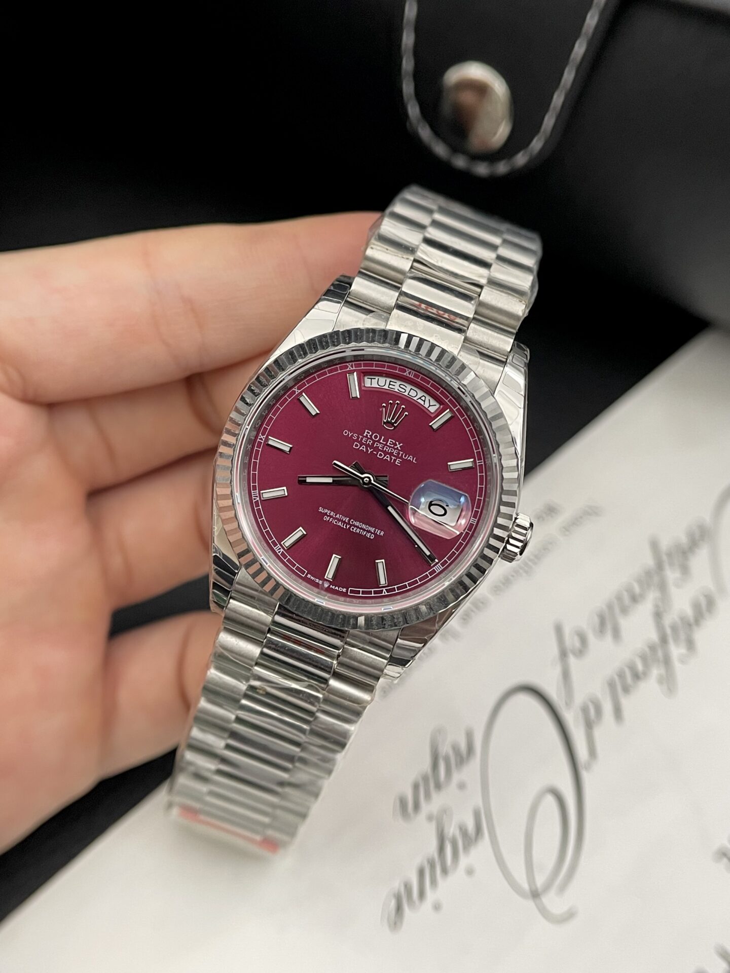 Rolex Day-Date Best Replica Watch Strawberry Dial EW Factory 40mm