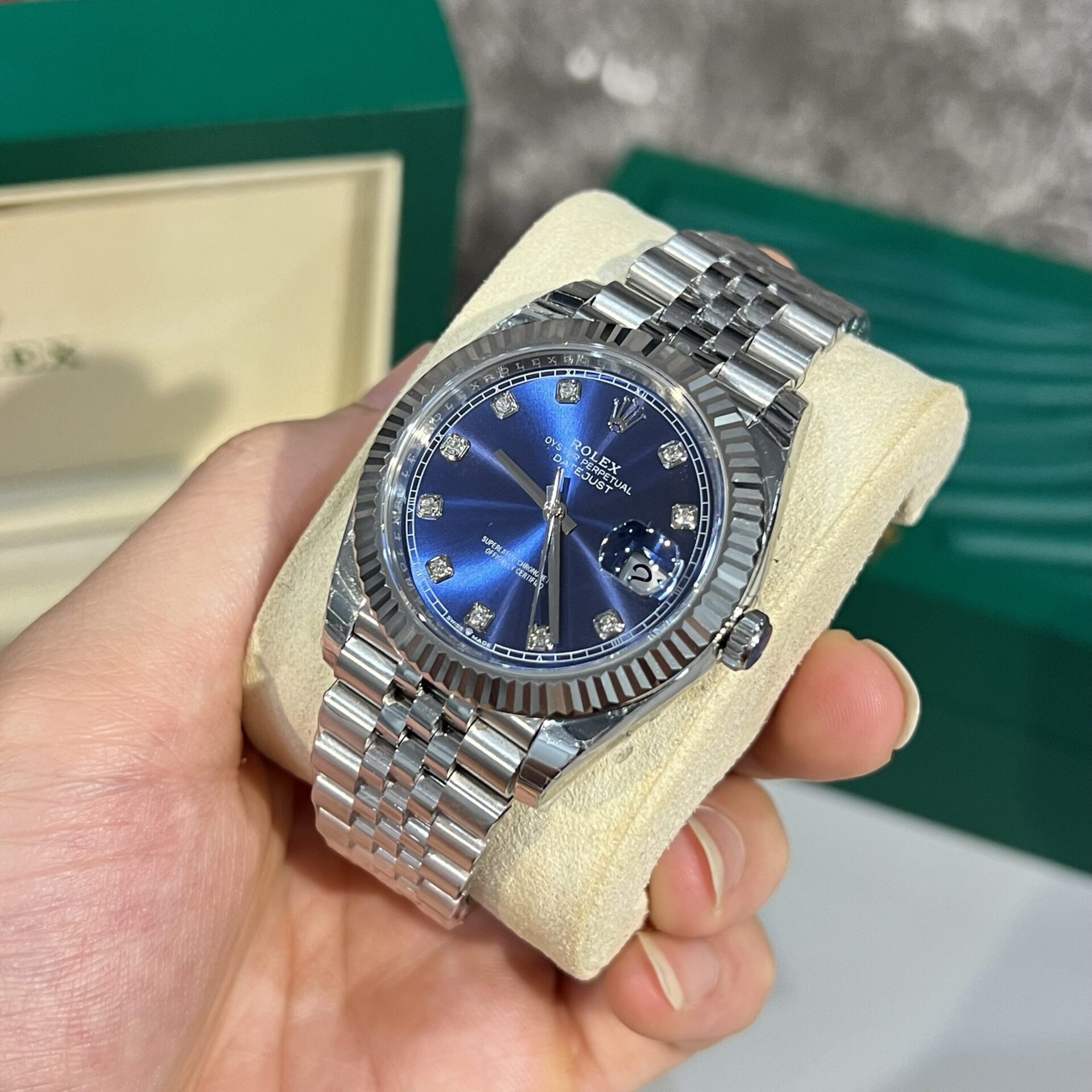 Rolex DateJust Blue Dial Jubilee Strap Rep 11 Watch EW Factory 41mm