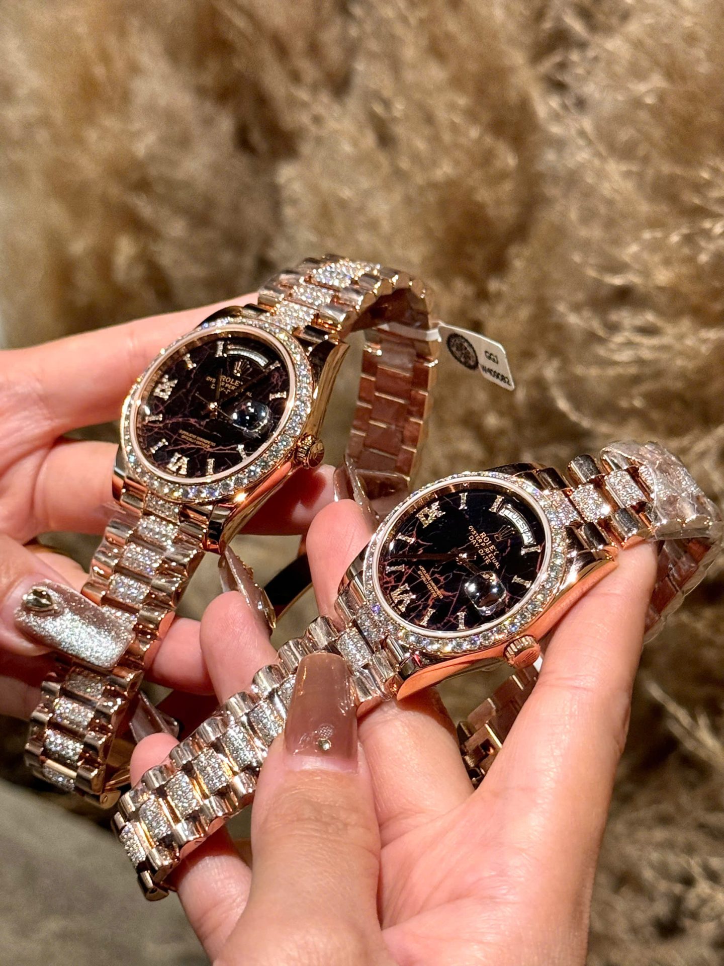 Rolex Day-Date Replica Watch Meteorite Dial Custom Moissanite Diamonds Hong Kong 40mm