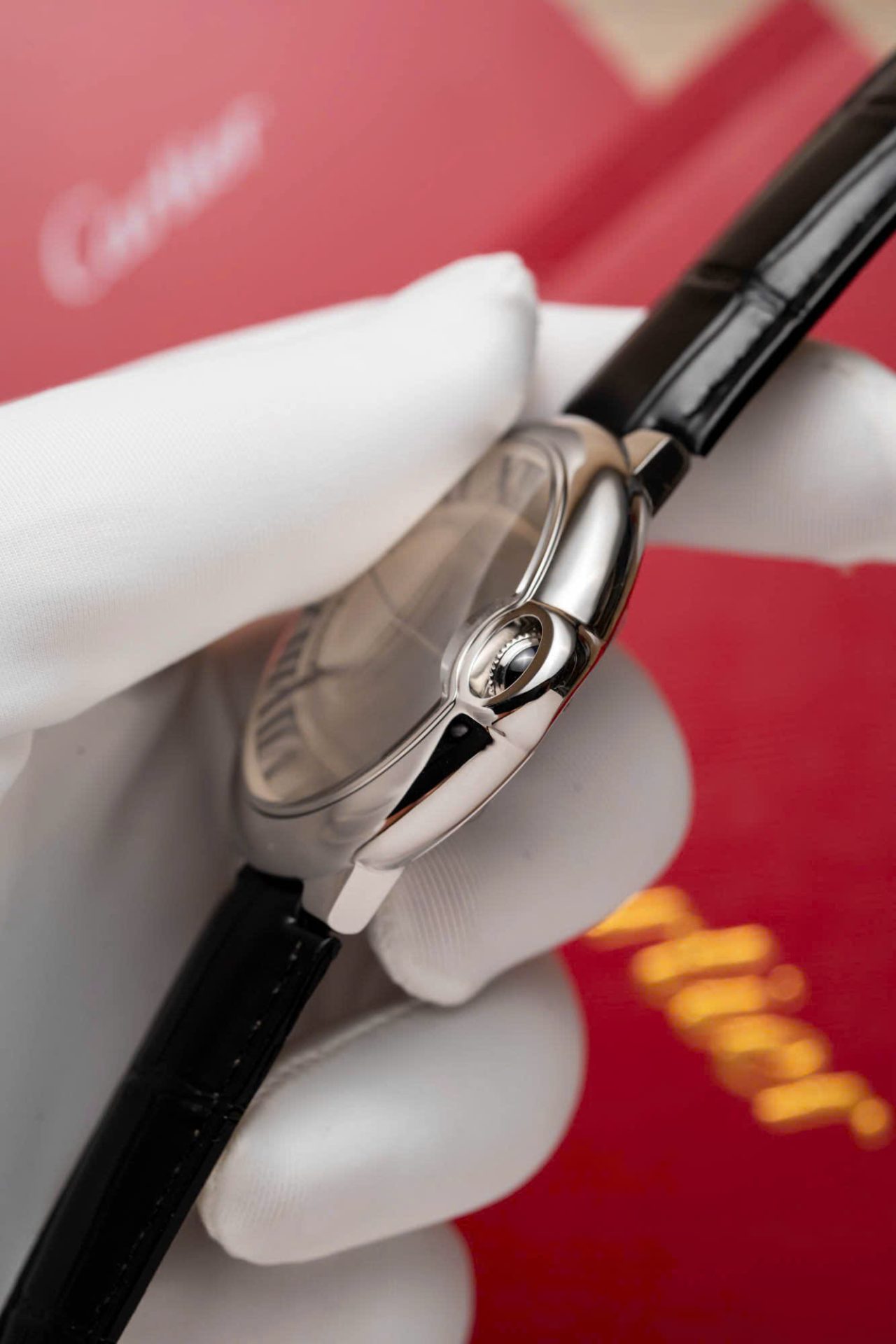 Cartier Replica Watch Ballon Bleu Men s White Dial Leather Strap 42mm