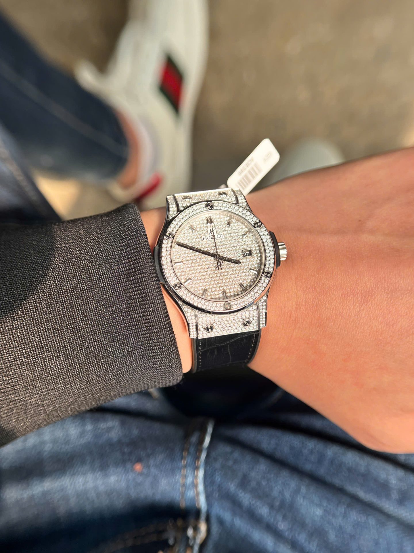 Hublot Classic Fusion Titanium Diamonds Pavé Customs Full Moissanite Imitation Luxury Watches 42mm